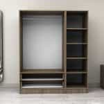 Ντουλάπα ρούχων Victoria Megapap τρίφυλλη με συρτάρια χρώμα καρυδί 150x60x181εκ. - Image 3