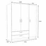 Ντουλάπα ρούχων Victoria Megapap τρίφυλλη με συρτάρια χρώμα καρυδί 150x60x181εκ. - Image 5