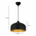 Φωτιστικό οροφής Malvin Megapap E27 μεταλλικό μονόφωτο χρώμα μαύρο Ø34x100εκ. - Image 3