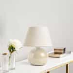 Φωτιστικό επιτραπέζιο Alaska Megapap E27 μεταλλικό - ύφασμα Pvc χρώμα κρεμ Ø22x30εκ. - Image 2