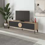 Έπιπλο τηλεόρασης Gora Megapap χρώμα sapphire oak - silky black 180x35,6x51εκ. - Image 3