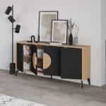 Μπουφές Gora Megapap χρώμα sapphire oak - silky black 180x40x82εκ. - Image 2