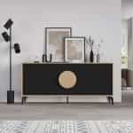 Μπουφές Gora Megapap χρώμα sapphire oak - silky black 180x40x82εκ. - Image 3