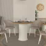Τραπέζι Bohema Megapap χρώμα ivory - sepet oak Ø90x77,7εκ. - Image 2