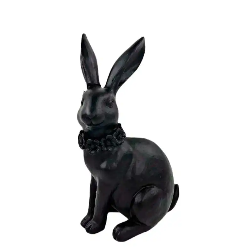 plastic-figurine-croll-10x21x15cm Πασχαλινός διακοσμητικός λαγός μαύρος