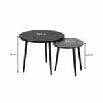 Τραπεζάκι σαλονιού σετ 2 τμχ Roma Megapap χρώμα μαύρο - γκρι ρετρό 60x60x46εκ. - Image 3