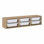 Συρταριέρα επιτοίχια Pavia Megapap με 6 συρτάρια χρώμα sapphire oak 132x31x30,7εκ. - Image 3