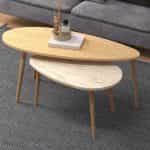 Τραπεζάκι σαλονιού σετ 2 τμχ Elips Megapap χρώμα oak - travertine 116x46x46εκ. - Image 2