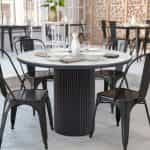 Τραπέζι Borno Megapap χρώμα μαύρο - λευκό εφέ μαρμάρου Ø115x79 εκ. - Image 2