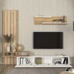 Σύνθεση τηλεόρασης Rosaline Megapap χρώμα λευκό - sepet oak 233x31,3x196,8εκ. - Image 2