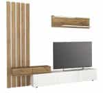 Σύνθεση τηλεόρασης Rosaline Megapap χρώμα λευκό - sepet oak 233x31,3x196,8εκ. - Image 6