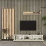 Σύνθεση τηλεόρασης Nagini Megapap χρώμα ivory - sapphire oak - ανθρακί 260x39,4x203,6εκ. - Image 2