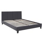 Κρεβάτι Flat Megapap από τεχνόδερμα χρώμα μαύρο ματ 160x200εκ. - Image 3