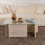 Τραπεζάκι σαλονιού Vetrino Megapap γυάλινο χρώμα travertine 105x65x40εκ. - Image 3