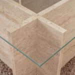 Τραπεζάκι σαλονιού Vetrino Megapap γυάλινο χρώμα travertine 105x65x40εκ. - Image 4