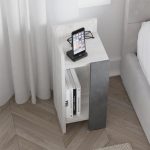 Κομοδίνο Elos Megapap αριστερό χρώμα λευκό αντικέ - γκρι ρετρό 25x27x60εκ. - Image 2