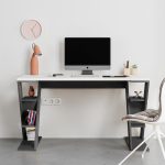 Γραφείο εργασίας Papillon Megapap χρώμα ανθρακί - λευκό 137x60x75εκ - Image 2