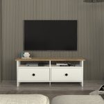 Έπιπλο τηλεόρασης Gradias Megapap χρώμα λευκό - sapphire oak 120x29,6x46,8εκ. - Image 3