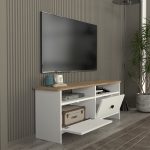 Έπιπλο τηλεόρασης Gradias Megapap χρώμα λευκό - sapphire oak 120x29,6x46,8εκ. - Image 4