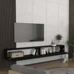 Έπιπλο τηλεόρασης επιτοίχιο Espanse Megapap χρώμα μαύρο 241,8x31,7x30εκ. - Image 2