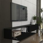 Έπιπλο τηλεόρασης επιτοίχιο Espanse Megapap χρώμα μαύρο 241,8x31,7x30εκ. - Image 3