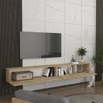 Έπιπλο τηλεόρασης επιτοίχιο Espanse Megapap χρώμα sapphire oak 241,8x31,7x30εκ. - Image 2