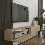 Έπιπλο τηλεόρασης επιτοίχιο Espanse Megapap χρώμα sapphire oak 241,8x31,7x30εκ. - Image 3