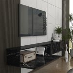 Έπιπλο τηλεόρασης επιτοίχιο Espanse Megapap χρώμα μαύρο εφέ μαρμάρου 241,8x31,7x30εκ. - Image 3