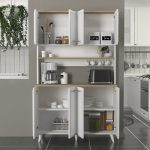 Έπιπλο κουζίνας Potter 4 Megapap χρώμα λευκό - rota oak 120x40x196,1εκ. - Image 2