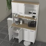 Έπιπλο κουζίνας Potter 4 Megapap χρώμα λευκό - rota oak 120x40x196,1εκ. - Image 4