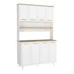 Έπιπλο κουζίνας Potter 4 Megapap χρώμα λευκό - rota oak 120x40x196,1εκ. - Image 5