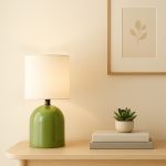 Φωτιστικό επιτραπέζιο Nehora Megapap E27 μεταλλικό - ύφασμα Pvc χρώμα πράσινο - κρεμ Ø15x30εκ. - Image 2