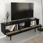 Έπιπλο τηλεόρασης Bolea Megapap χρώμα modern black 150x35x49,7 εκ. - Image 2