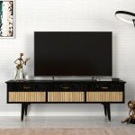 Έπιπλο τηλεόρασης Bolea Megapap χρώμα modern black 150x35x49,7 εκ. - Image 3