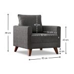 Πολυθρόνα Bella Megapap υφασμάτινη χρώμα ανθρακί 82x81x85εκ. - Image 7
