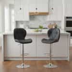 Σκαμπό μπαρ Dolores Megapap με ρυθμιζόμενο ύψος PU μαύρο - βάση χρωμίου 45,5x38x89/109εκ. - Image 2