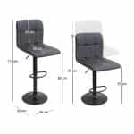 Σκαμπό μπαρ Carmelo Megapap με ρυθμιζόμενο ύψος PU μαύρο - βάση μαύρο ματ 45x42x90/113εκ. - Image 9