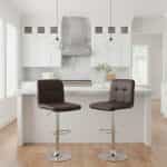 Σκαμπό μπαρ Carmelo Megapap με ρυθμιζόμενο ύψος PU καφέ - βάση χρωμίου 45x42x90/113εκ. - Image 2