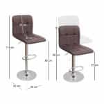 Σκαμπό μπαρ Carmelo Megapap με ρυθμιζόμενο ύψος PU καφέ - βάση χρωμίου 45x42x90/113εκ. - Image 9