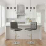 Σκαμπό μπαρ Carmelo Megapap με ρυθμιζόμενο ύψος PU γκρι - βάση χρωμίου 45x42x90/113εκ. - Image 2