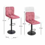 Σκαμπό μπαρ Carmelo Megapap με ρυθμιζόμενο ύψος βελούδο σάπιο μήλο - βάση μαύρο ματ 45x42x90/113εκ. - Image 9