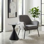 Τραπεζάκι βοηθητικό Logan Megapap sintered stone - μέταλλο χρώμα γκρι εφέ μαρμάρου - μαύρο Ø50x56εκ. - Image 2