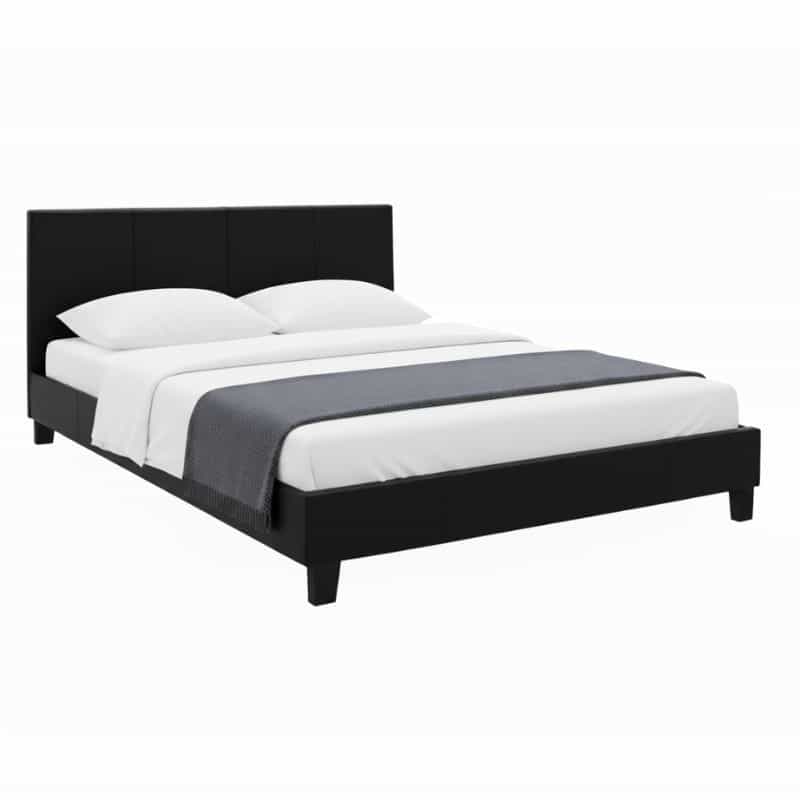 GP002-00121-0 Κρεβάτι Flat Megapap από τεχνόδερμα χρώμα μαύρο ματ 160x200εκ. - Image 1