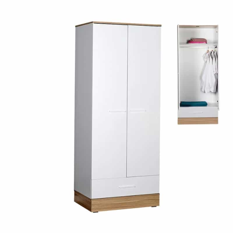 GP009-0024-0 Ντουλάπα ρούχων Base Megapap δίφυλλη από μελαμίνη σε χρώμα λευκό - sonoma 80x52x198εκ. - Image 1