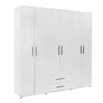 Ντουλάπα ρούχων Bianco Megapap εξάφυλλη χρώμα λευκό 206x52x213εκ.