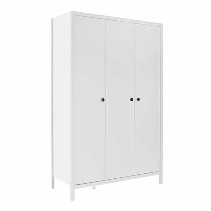 GP009-02481-0 Ντουλάπα ρούχων French Megapap τρίφυλλη χρώμα λευκό 125x54x196εκ. - Image 1