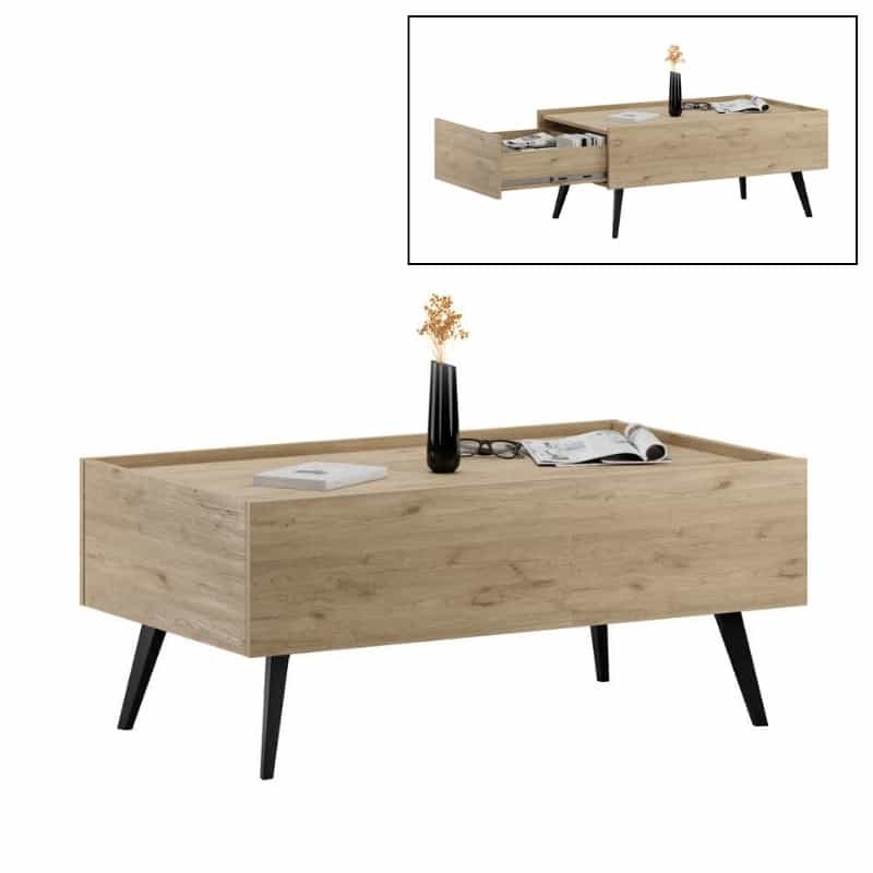 GP009-02711-0 Τραπεζάκι σαλονιού Luna Megapap χρώμα oak 102x61x44εκ. - Image 1