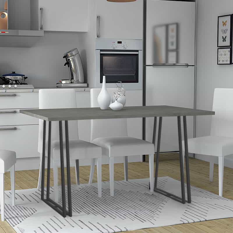 GP028-00692-0 Τραπέζι Gable Megapap μεταλλικό - μελαμίνης χρώμα γκρι σκυροδέματος 140x80x76εκ. - Image 1