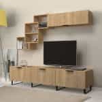 Σύνθεση τηλεόρασης Heydar Megapap χρώμα φυσικό οξιάς 210x35x50εκ.