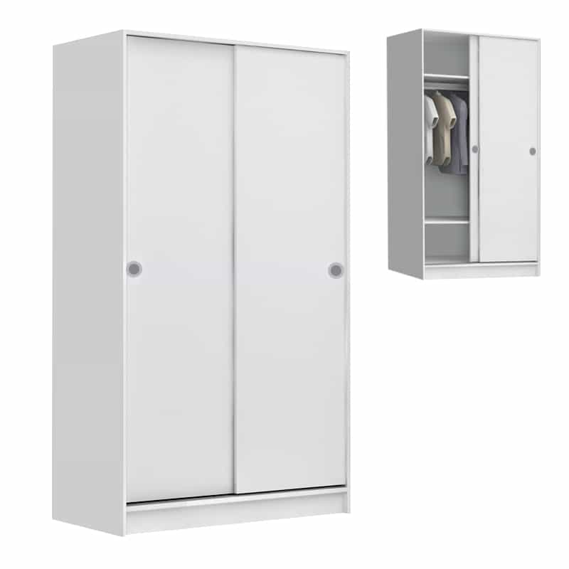 GP028-00941-0 Ντουλάπα ρούχων Misra Megapap δίφυλλη συρόμενη χρώμα λευκό 94x52x182εκ. - Image 1